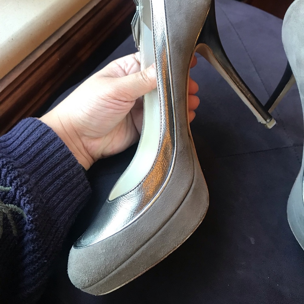 Christian Dior gray suede and metallic heels - Picture 9 of 10